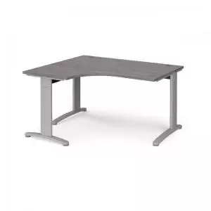 Image of TR10 deluxe left hand ergonomic desk 1400mm - silver frame and grey