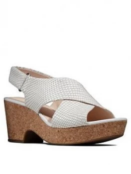 Image of Clarks Maritsa Lara Leather Wedge Sandal - White Snake