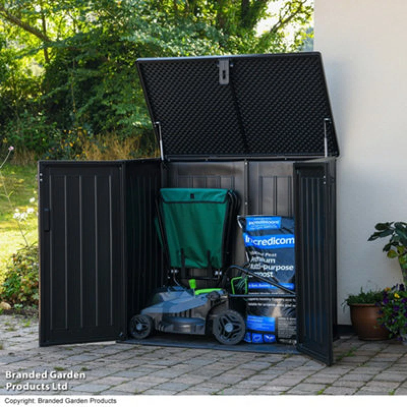 Image of Garden Gear Storage Shed 775 Litre Xl Capacity Lockable Bin Store Hydraulic Lid