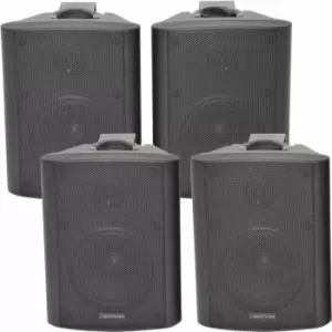 Image of 4x 4' 2 Way Stereo Speakers 70W 8Ohm Black Wall Mounted Background Music Hi Fi