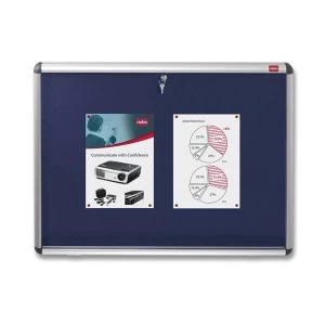 Image of Nobo Lockable A0 1060 x 1350mm Internal Display Case with Blue Felt and Aluminium Frame