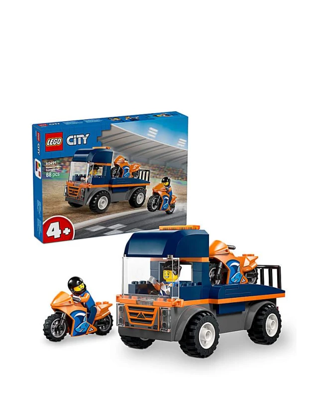 Image of LEGO City Motorcycle Transporter Toy and 2 Minifigures 60491
