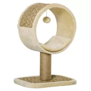 Image of Pawhut Cat Tree Tower Kitten Activity Center With Mouse Toy Cushion - Khaki