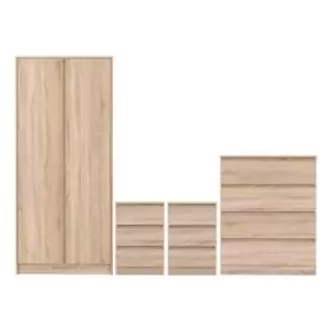 Image of Seconique Malvern 2 Door Wardrobe Bedroom Set - Sonoma Oak Effect