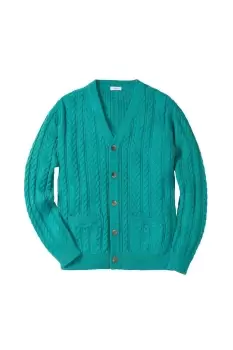 Image of Cotton Cable Knit Button-Through Cardigan