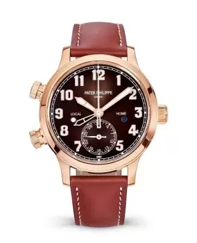 Image of Patek Philippe Calatrava Pilot Travel Time Automatic Brown Sunburst Dial Womens Watch 7234R-001 7234R-001