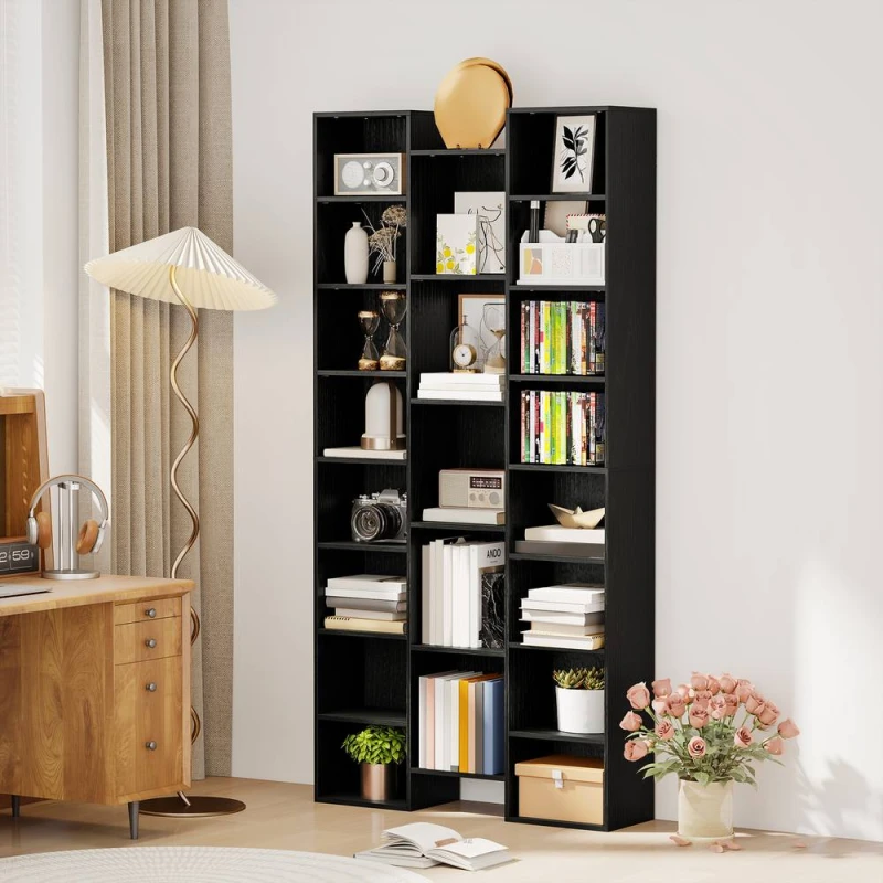 Image of HOMCOM Tall Bookshelf with 21 Compartments & 10 Adjustable Shelves in Black Unisex