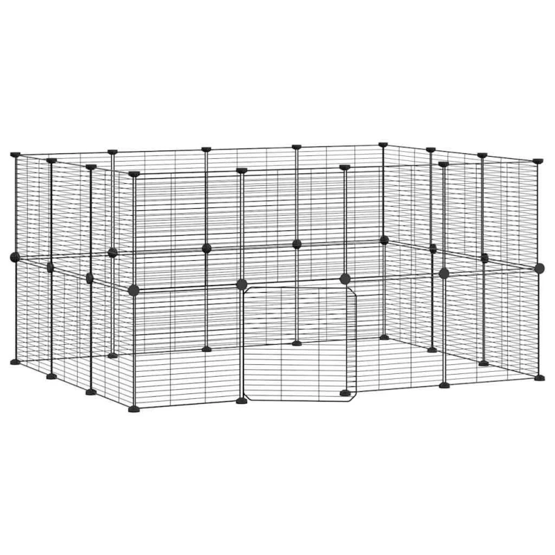 Image of VIDAXL Vidaxl - 28-Panel Pet Cage with Door Black 35x35cm Steel 8720287190776