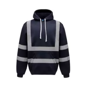 Image of Yoko Mens Hi Vis Reflective Hoodie (3XL) (Navy Blue)