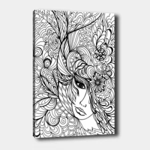 Image of MANDALA67 White Black Decorative Canvas Painting