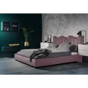 Image of Glexton Upholstered Beds - Plush Velvet, Small Double Size Frame, Pink - Pink