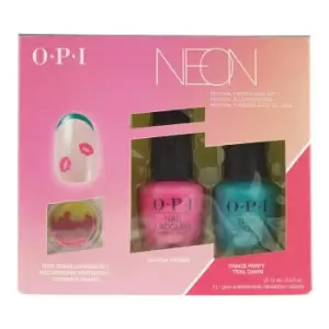 Image of OPI Neon Festival French Art Gift Set Nail Polish 2 X 15ml & Decorations 1g TJ Hughes