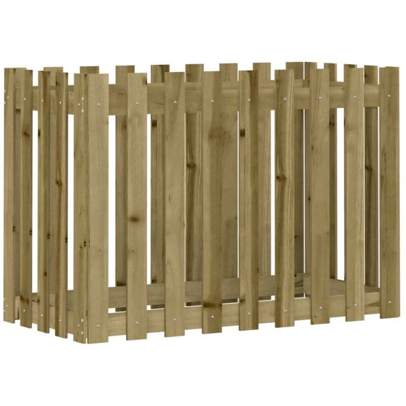 Image of vidaXL Raised Bed w/ Fence Design 100x50x70cm Impregnated Pine, Brown 832486