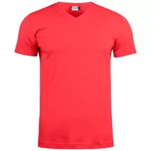 Image of Clique Unisex Adult Basic Knitted V Neck T-Shirt (S) (Red)