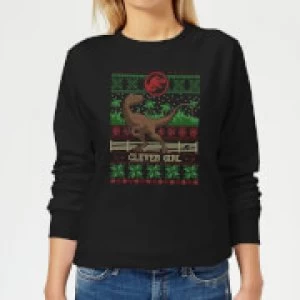 Image of Jurassic Park Clever Girl Womens Christmas Sweatshirt - Black - XS