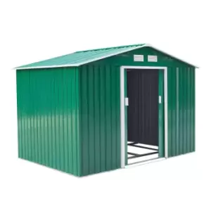 Image of Outsunny 9' x 6' Metal Apex Storage Shed - Green