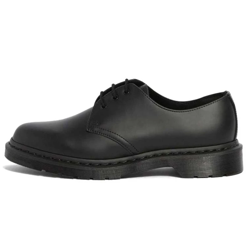 Image of Dr. Martens 1461 3-Eyelet Mono Smooth Leather Unisex Shoes - Black - Size:UK 3