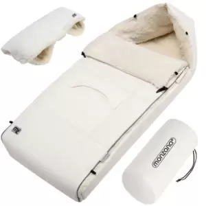 Image of Monzana Baby Footmuff Hand Warmer Weatherproof Reflective Strips Zip Removable Washable For Strollers Prams 90x60cm Grey Beige