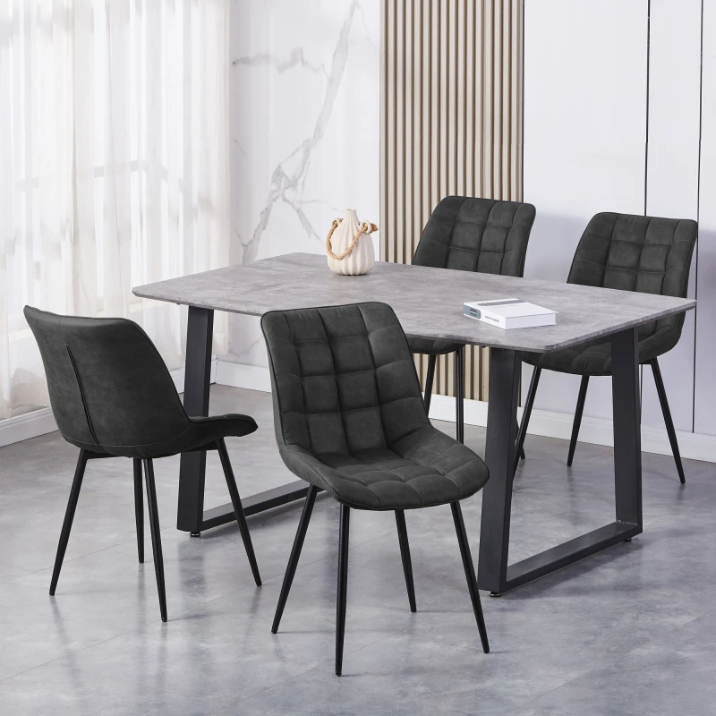 Image of MCC Direct Set of 2 Suede Effect Dining Chairs Plush Padded Upholstered Accent Chair - Alba Charcoal