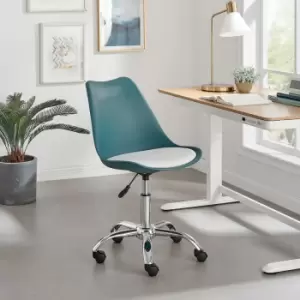 Image of Furniture Box Oslo Teal and White Faux Leather Office Chair
