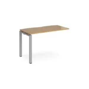 Image of Bench Desk Add On Rectangular Desk 1200mm Oak Tops With Silver Frames 600mm Depth Adapt