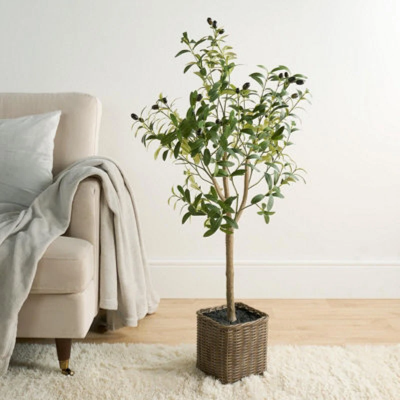Image of OHS OHS Artificial Olive Tree Plant in Pot Home Decor Party New Home Natural Style 110cm in Green Green One Size Unisex 5027434196302