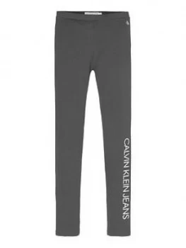 Image of Calvin Klein Jeans Girls Logo Legging - Black, Size Age: 10 Years, Women