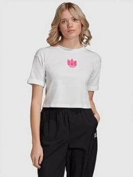 Image of Adidas Originals 3D Trefoil Crop Top - White/Pink