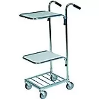 Image of SLINGSBY Mini Mail Trolley with 2 Shelves 402796 Steel Silver 109 x 38.5 x 109 cm
