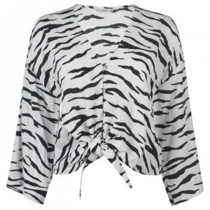 Image of Only Tie Blouse - Zebra Print