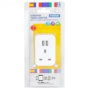 Image of Status UK to EU Travel Adaptor with 2 x USB