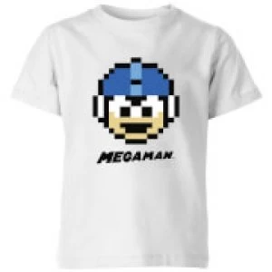 Image of Mega Man Pixel Face Kids T-Shirt - White - 5-6 Years