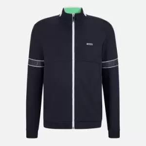 Image of BOSS Green Mens Skaz 1 Zip Sweatshirt - Dark Blue - S