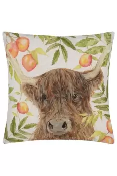 Image of Grove Highland Cow Hand Painted Polyester Filled Cushion