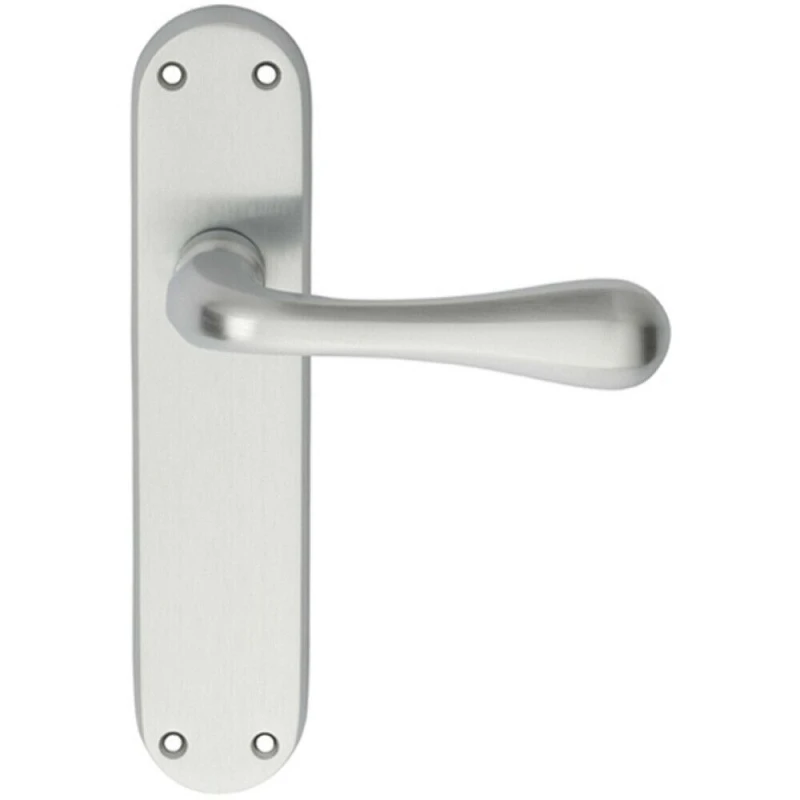 Image of Loops PAIR Smooth Round Bar Handle on Latch Backplate 185 x 40mm Satin Chrome Multi
