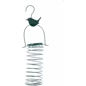 Image of Homescapes - Metal Hanging Bird Feeder with Bird Decoration, Wren - Green - Green - Green
