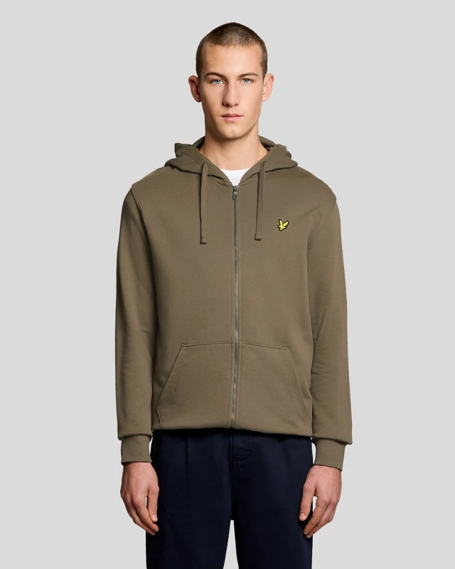 Image of Lyle & Scott Zip Through Hoodie, Dark Green, Size S, Men Dark Green WV6SY Male S