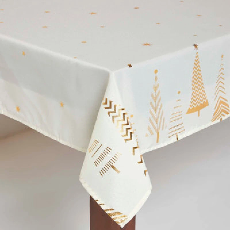 Image of Homescapes Homescpaes Gold Tree Christmas Table Cloth, 132 X 228 Cm