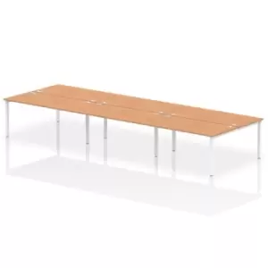 Image of Impulse Bench B2B 6 Person 1600 White Frame Office Bench Desk Oak