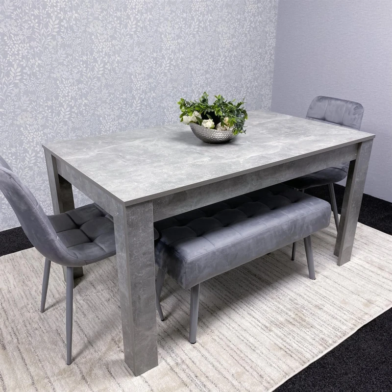 Image of KOSY KOALA KOSY KOALA Grey Wooden Dining Table Set with 2 Grey Chairs and 2 Benches, Furniture Grey One Size Unisex 5061055341895