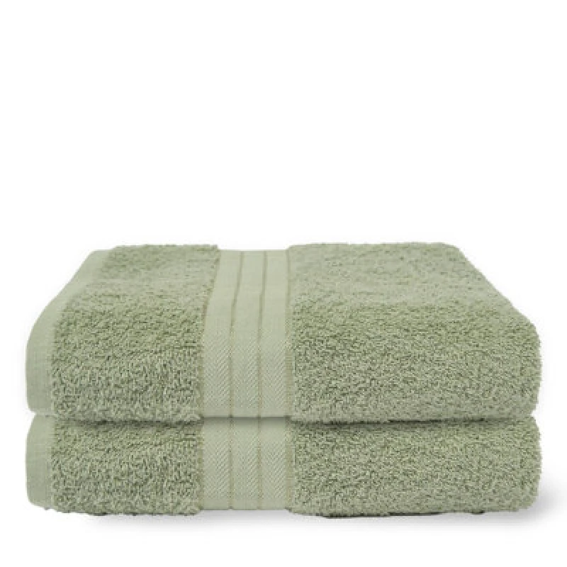 Image of OHS OHS 2 Pack of 100% Cotton Bathroom Bath Towel in Pale Green Pale Green Bath Towel Unisex 5027434229154