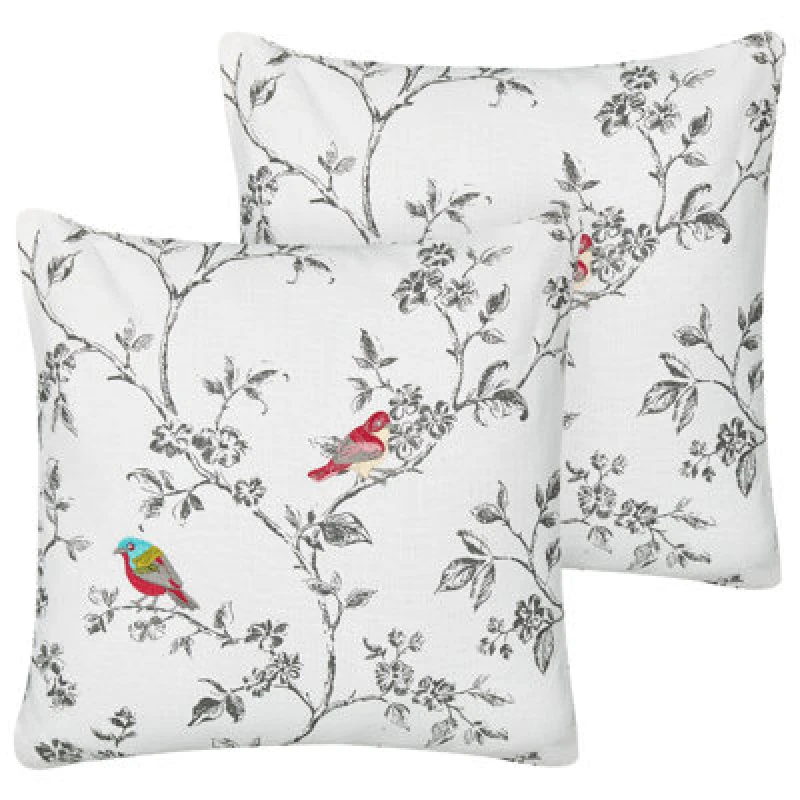 Image of BELIANI Throw Cushion DILLENIA Cotton 45 x 45cm White 435648