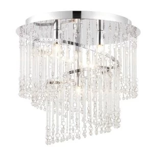 Image of 4 Light Spiral Flush Ceiling Light Chrome, Clear Glass, G9