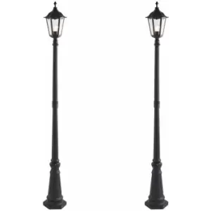 Image of Loops - 2 pack Outdoor Post Lantern Bollard Light Matt Black & Glass 2180mm Tall Lamp