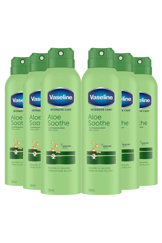 Image of Vaseline Womens 6x Intensive Care 'Spray' Moisturiser, Aloe Soothe, 190ml in White White Female 190ml