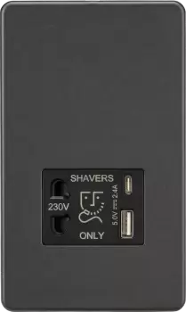 Image of Knightsbridge Shaver socket with dual USB A+C (5V DC 2.4A shared) - smoked bronze - SF8909SB