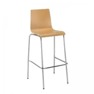 Image of Fundamental dining stool in beech with chrome frame