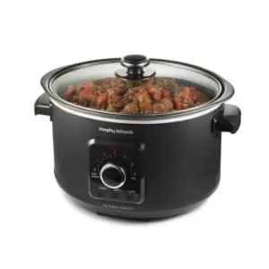 Image of Morphy Richards Easy Time 3.5L Slow Cooker - Black - Keep Warm Function - Aluminium - 460021