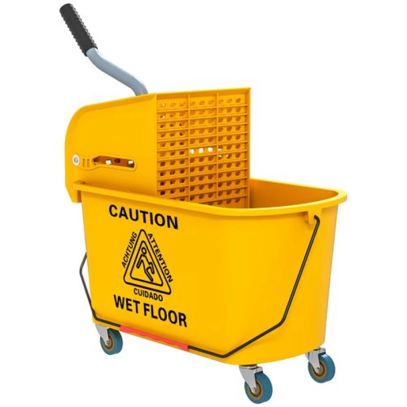 Image of HOMCOM HOMCOM Mop Bucket with Wringer on Wheels for Floor Cleaning 20 Litre Yellow Yellow One Size Unisex 5063603142794