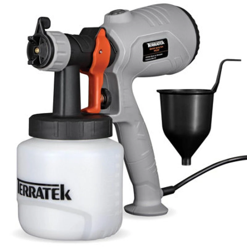 Image of Terratek Electric Paint Sprayer 350W, HVLP Hand Held Fence Spray Gun 800ml Container Grey